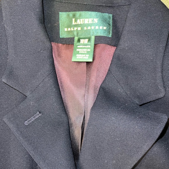 LAUREN RALPH LAUREN BLUE GOLD RL INSIGNIA PATCH WOOL BLAZER JACKET SIZE 18W - Picture 2 of 5